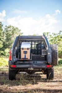 50-litre camping fridge in SUV boot load bay